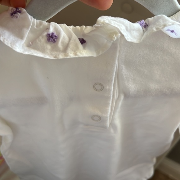 Janie and Jack bodysuit with collar long sleeve 12-18 months white purple used - Picture 8 of 9